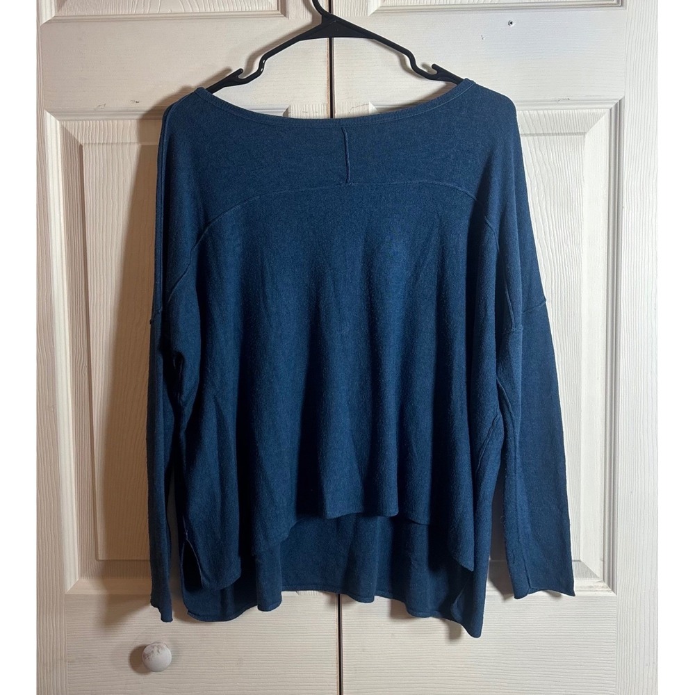 Eileen Fisher Teal Blue Italian Yarn Boxy High-Low Sweater XS TP